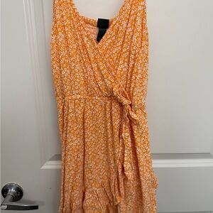 Wild Fable Orange Midi Romper V-Neck Sleeveless